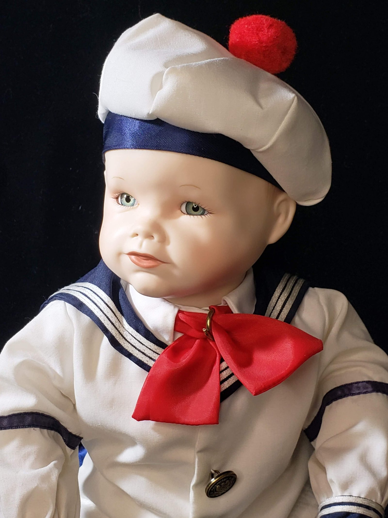 Vintage Ashton-Drake “Matthew” Sailor Porcelain Baby Doll by Yolanda Bello | Doll Spa | Doll Only - Image 4