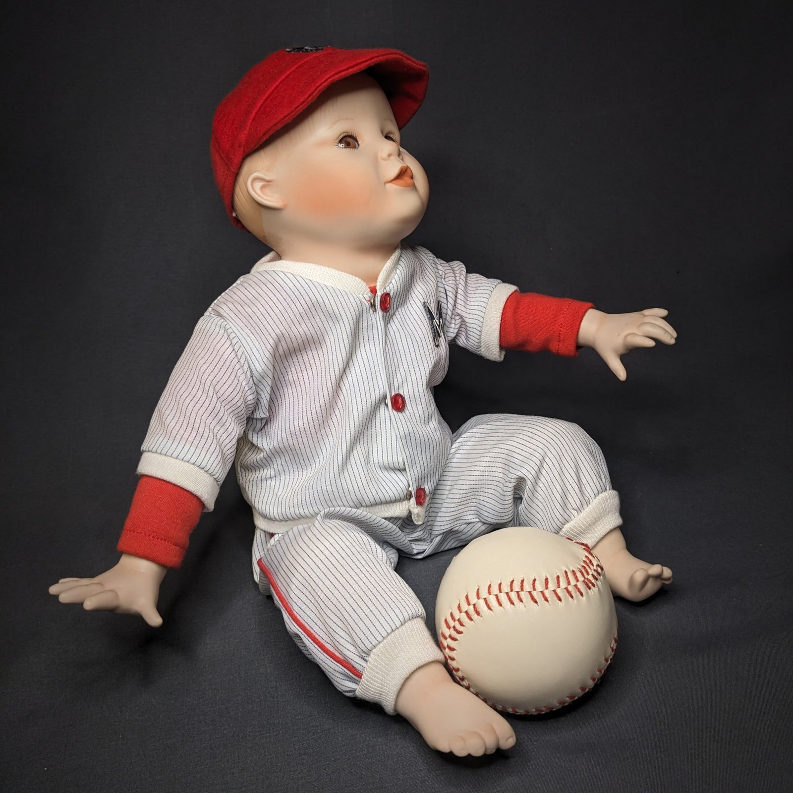 Vintage Ashton-Drake “Michael” Porcelain Baseball Baby Doll by Yolanda Bello | 1990 | COA & Box
