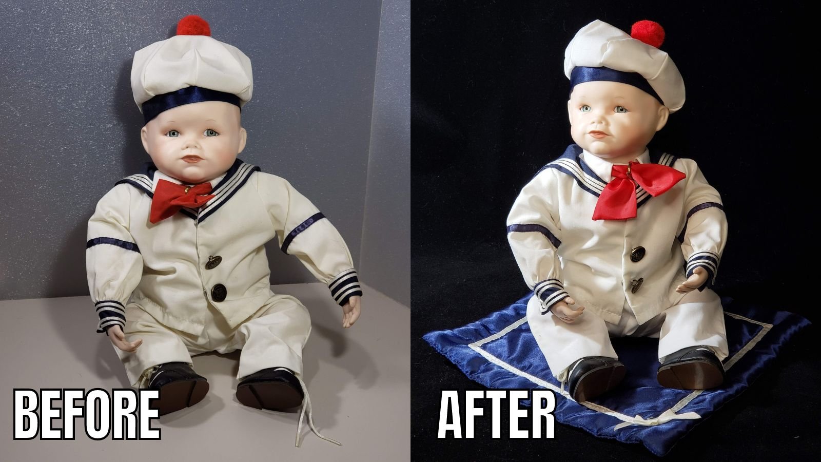Vintage Ashton-Drake “Matthew” Sailor Porcelain Baby Doll by Yolanda Bello | Doll Spa | Doll Only - Image 10